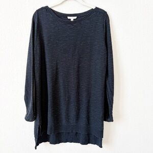 Eileen Fisher Organic Linen Cotton Sweater Black Size Medium Coastal Neutral